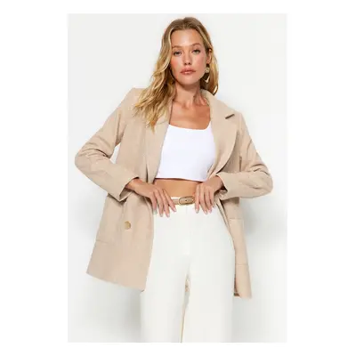 Trendyol Beige Regular Lined Woven Blazer Jacket