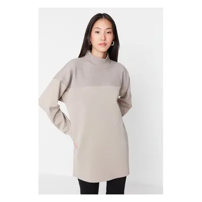 Trendyol Mink Oversize Knitted Color Block Sweatshirt Tunic