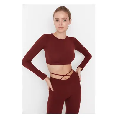 Trendyol Brown Seamless/Seamless Crop Corduroy Sport Blouse