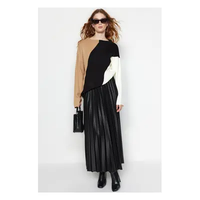 Trendyol Black Pleated Woven Skirt