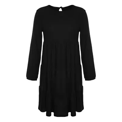 Trendyol Curve Black Plain A-line Mini kötött plus size ruha