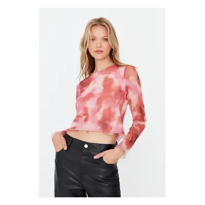 Trendyol Multi-Colored Crop Tulle Knitted Blouse