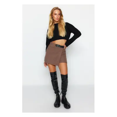 Trendyol Brown Belt Detailed Woven Shorts Skirt