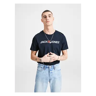 Jack & Jones kék póló mintával és Jones-szal - Férfi