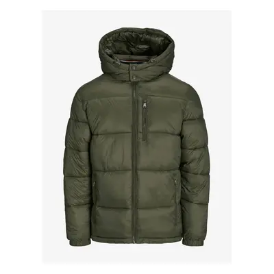 Khaki férfi téli steppelt kabát Jack & Jones Eddie - Férfi