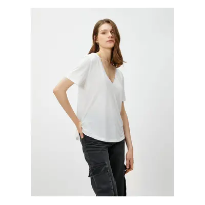 Koton V-Neck Basic T-Shirt Short Sleeve