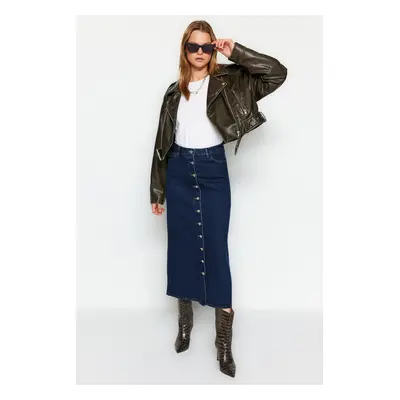 Trendyol Indigo Button Closure Denim Denim Skirt