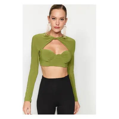 Trendyol Green Chest Cup Window / Cut Out Detailed Knitted Blouse