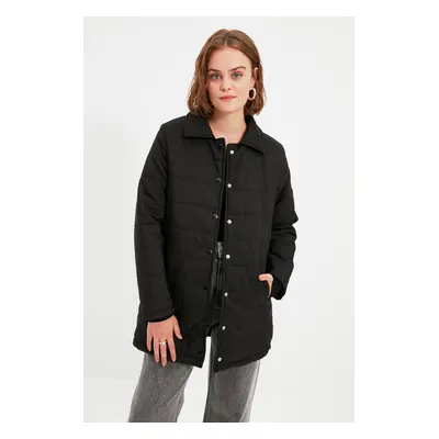 Trendyol Black Shirt Collar steppelt szezonális puffer felfújható kabát patenttal