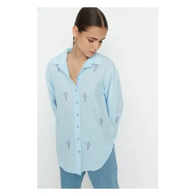 Trendyol Blue Embroidered Shirt