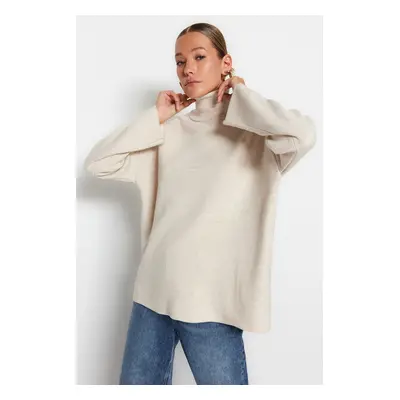 Trendyol Stone Wide Fit Basic Oversize kötöttáru pulóver