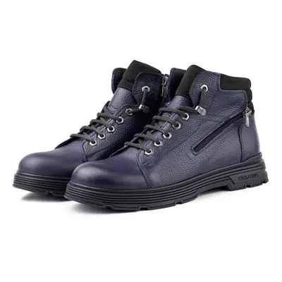 Ducavelli Ankle Genuine Leather Lace-up Rubber Sole Men's Boots, Zippered Boots.