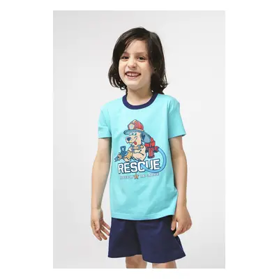 Boys' pyjamas Remek, short sleeves, short legs - turquoise/navy blue