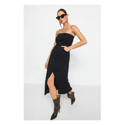 Trendyol Black Slit Midi farmer ruha