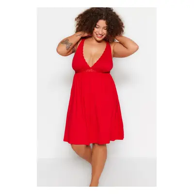 Trendyol Curve piros kötött plus size hálóing