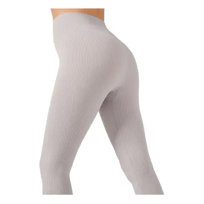 LOS OJOS Women's Gray High Waist Seamless Ribbons Contouring Sports Leggings.