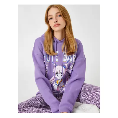 Koton Oversize Anime Sweatshirt Hoodie With Fleece Inner