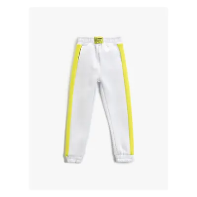 Koton Jogger Sweatpants Color Contrast, Pockets, Tag Detail, Elastic Waist.