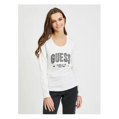 White Women's Long Sleeve T-Shirt Guess Mirela - Women