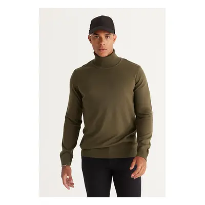 ALTINYILDIZ CLASSICS Men's Khaki Standard Fit Regular Fit Anti-Pilling Full Turtleneck Knitwear 