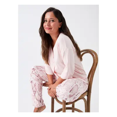 LC Waikiki V-Neck Patterned Women's Pajamas Set