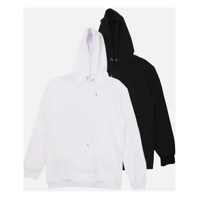 Trendyol Black and White Men's 2-Pack Regular/Normal Cut Basic Hooded Sweatshirt