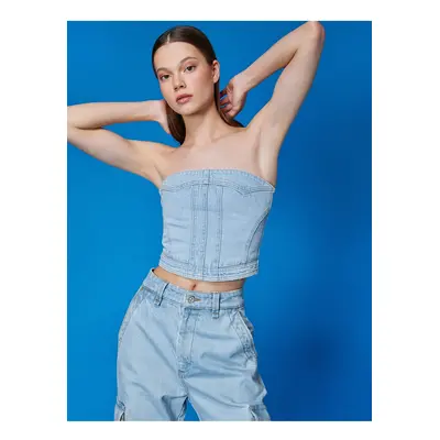 Koton Strapless Denim Bustier