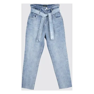 Trendyol Kék Öv Super High Waist Mom Jeans