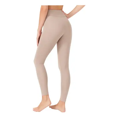 LOS OJOS Women's Beige High Waist Contouring Sports Leggings