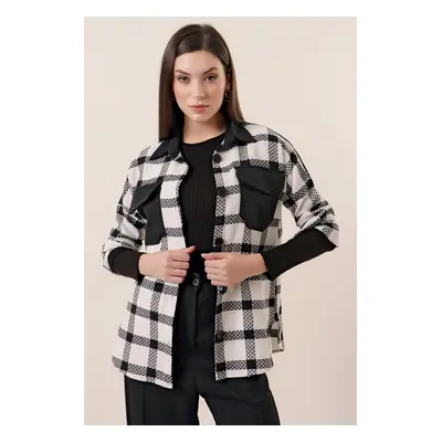 By Saygı Plaid Shanel Shirt With Collar And Pocket Garnish In Black