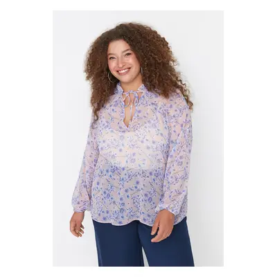 Trendyol Curve Multicolored Patterned Chiffon Woven Blouse