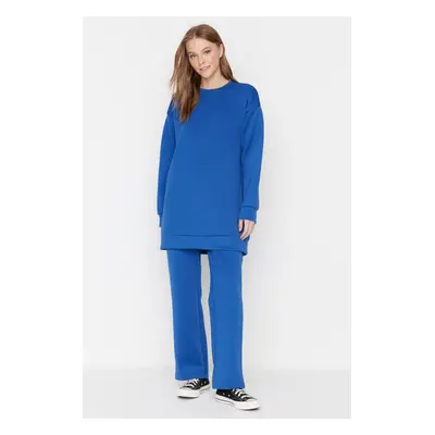 Trendyol Dark Blue Crew Neck Scuba Knitted Tracksuit Set