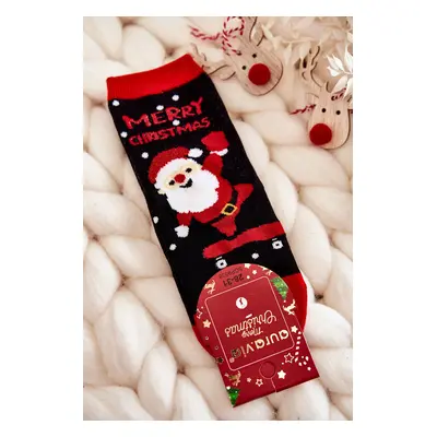 Children's socks "Merry Christmas" Nicholas Black and Red