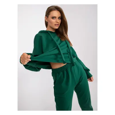 Basic dark green tracksuit with oversize sweatshirt