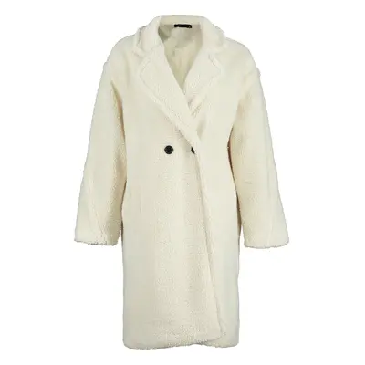 Trendyol Oversize Ecru Wide-Cut Long Plush Coat