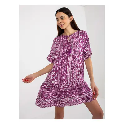 Purple boho dress with viscose patterns SUBLEVEL