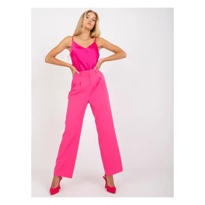 Pink women's suit trousers RUE PARIS with pockets