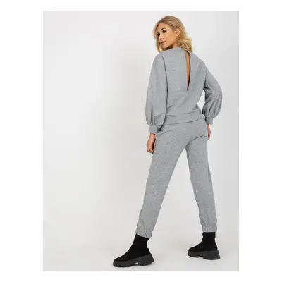 Grey women's casual set with sweatshirt and trousers