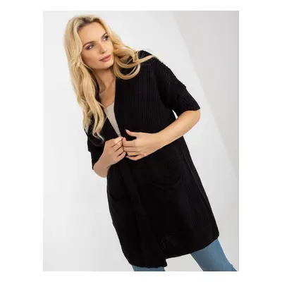 Black loose cardigan with 3/4 sleeves RUE PARIS