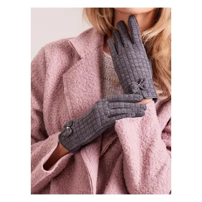 Dark grey checkered women's gloves