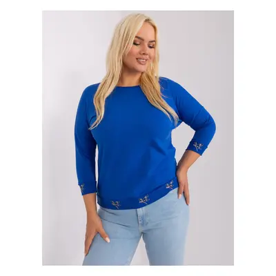 Plus size cobalt blue blouse with cuffs