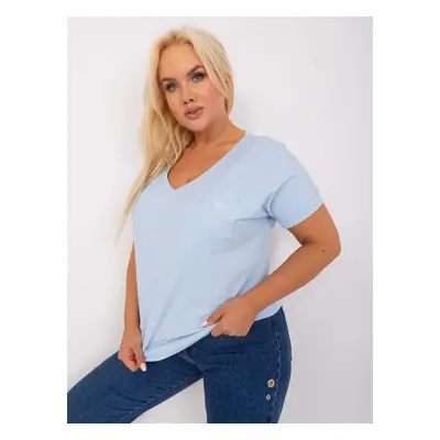 Light blue cotton blouse of larger size