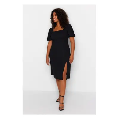 Trendyol Curve Black Slit Knitted Dress