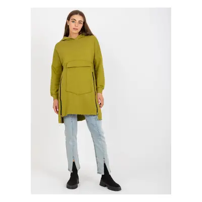 Basic olive green sweatshirt with pocket