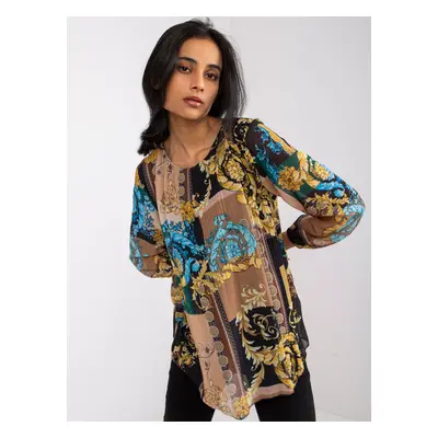 Loose black-beige blouse with Amaya prints