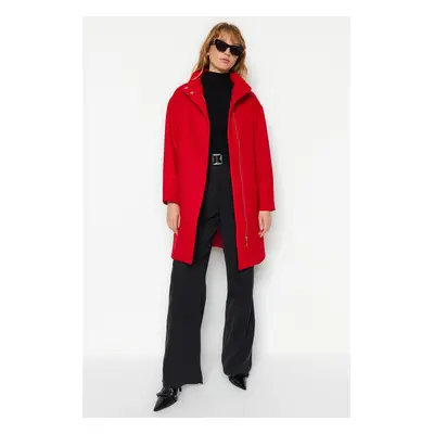 Trendyol Red Oversize széles szabású, hosszú varrott kabát