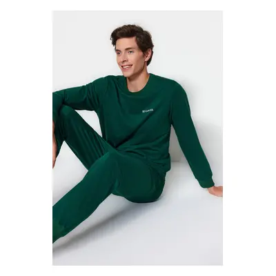 Trendyol Green Regular Fit Printed Knitted Pajamas Set