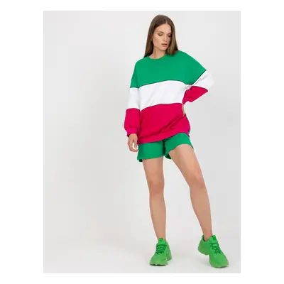 Basic green and fuchsia hooded sweatshirt from RUE PARIS