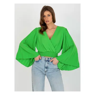 Light green formal blouse with pleats