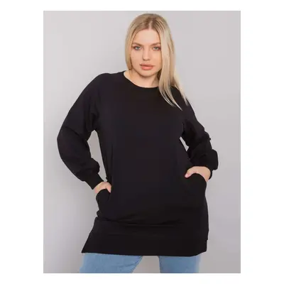 Women's black cotton sweatshirt in larger size